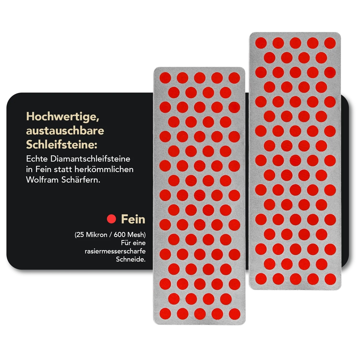 DMT SimpleSharp Diamant Messerschärfer, feine Schleifsteine mit roten Punkten.