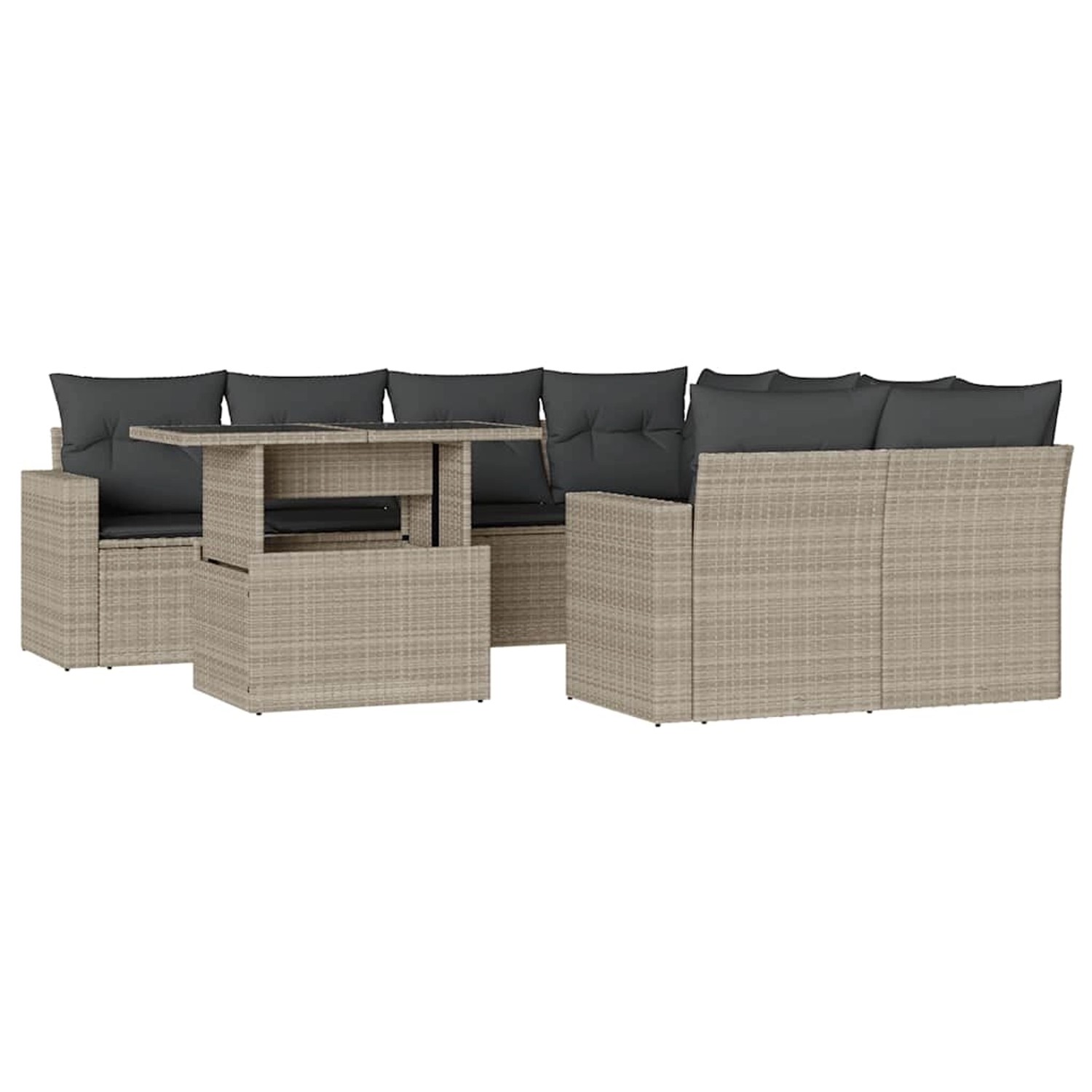 vidaXL 9-Tlg Garten-Sofagarnitur mit Kissen Hellgrau Poly Rattan 3267172 günstig online kaufen