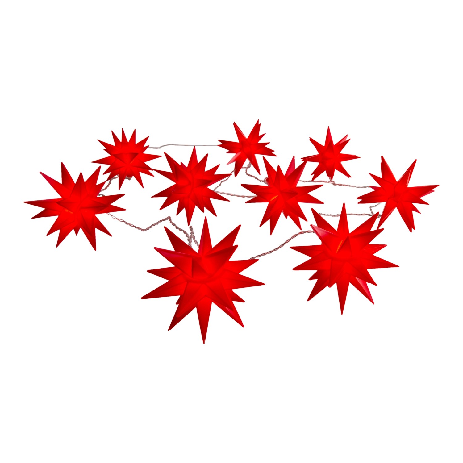 Thumbnail - Näve Outdoor 9er-LED Weihnachtslichterkette 3D-Sterne Rot