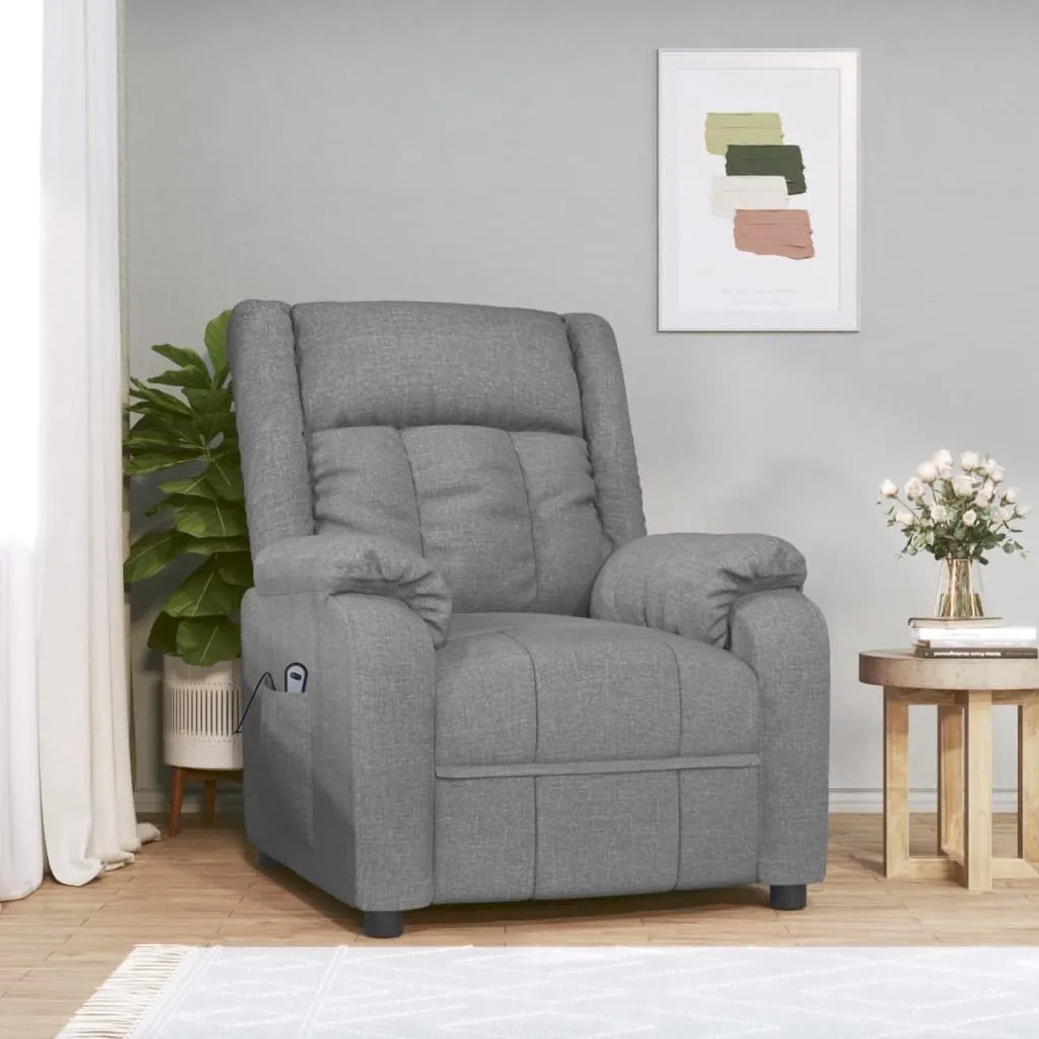 vidaXL Relaxsessel Elektrisch Hellgrau Stoff 3143567_2