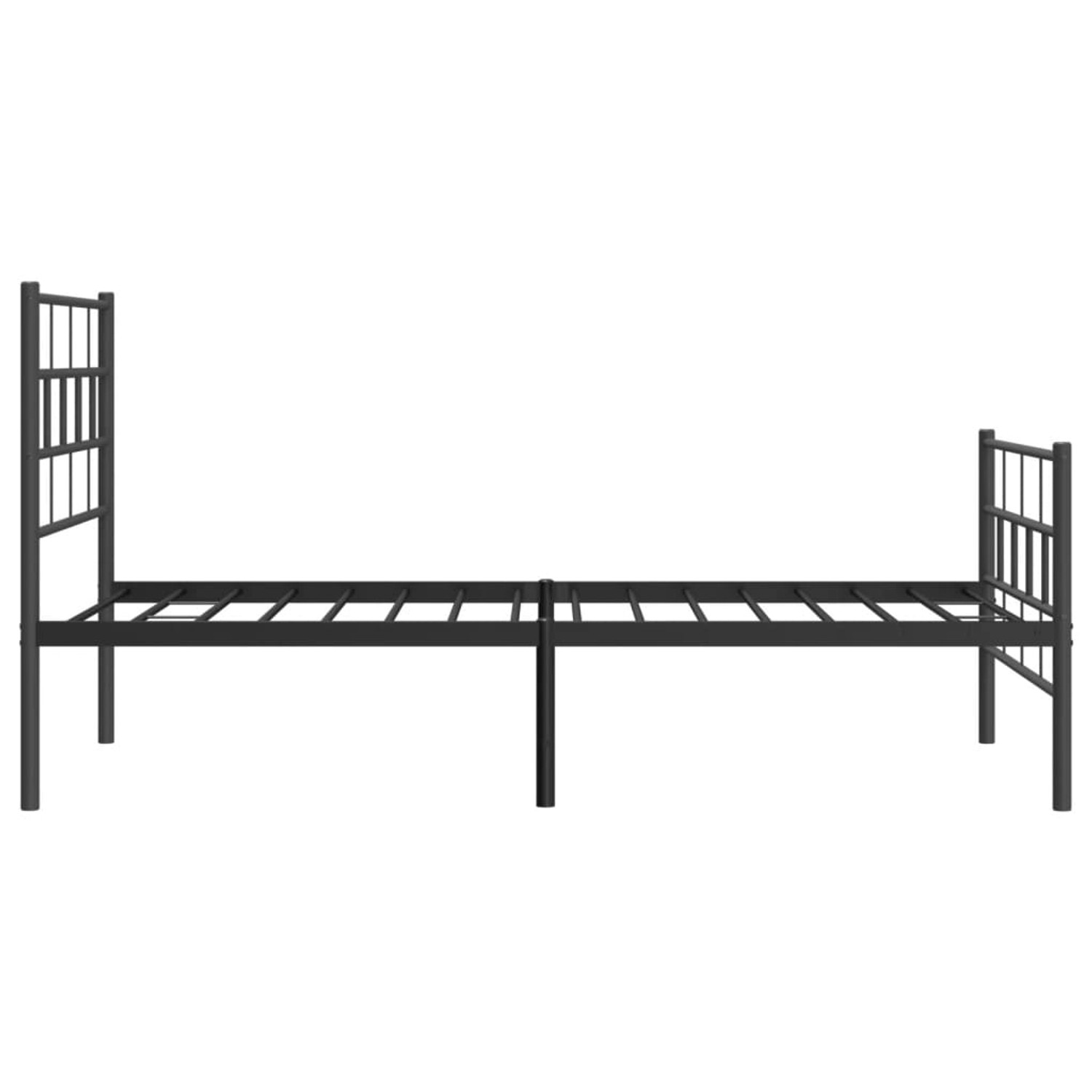 Schwarzes Metall Bettgestell 100x190 cm mit Kopf- und Fußteil für Jugendzimmer oder Schlafzimmer.
