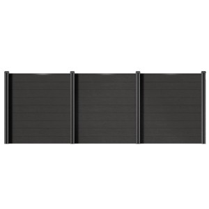 Juskys WPC Sichtschutzzaun 3er Set - 3x Element + 4x Pfosten