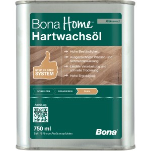 Bona Home Hartwachsöl glänzend, 750ml Dose für widerstandsfähige Holzböden.