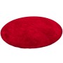 Runder, roter Hochflor Teppich (133cm) der Marke Snapstyle. Weicher Velours Teppich für Wohnräume.