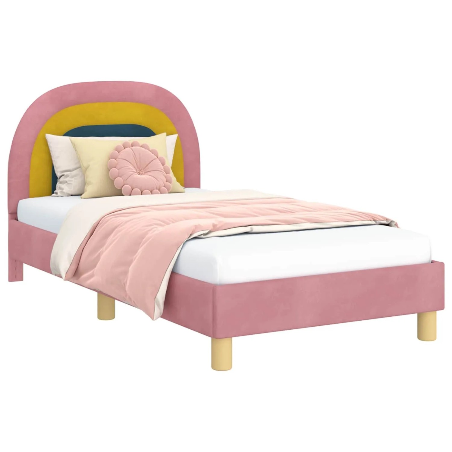 vidaXL Kinderbettgestell mit Kopfteil Rosa 80 x 160 cm Samt 42011007 günstig online kaufen