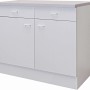Flex-Well Classic Küchen Unterschrank Speed, 100 cm, Weiß mit zwei Schubladen und zwei Türen.