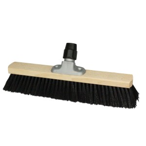 LUX Saalbesen 40 cm mit Holzkorpus und schwarzer Borstenmischung für die Trockenreinigung.