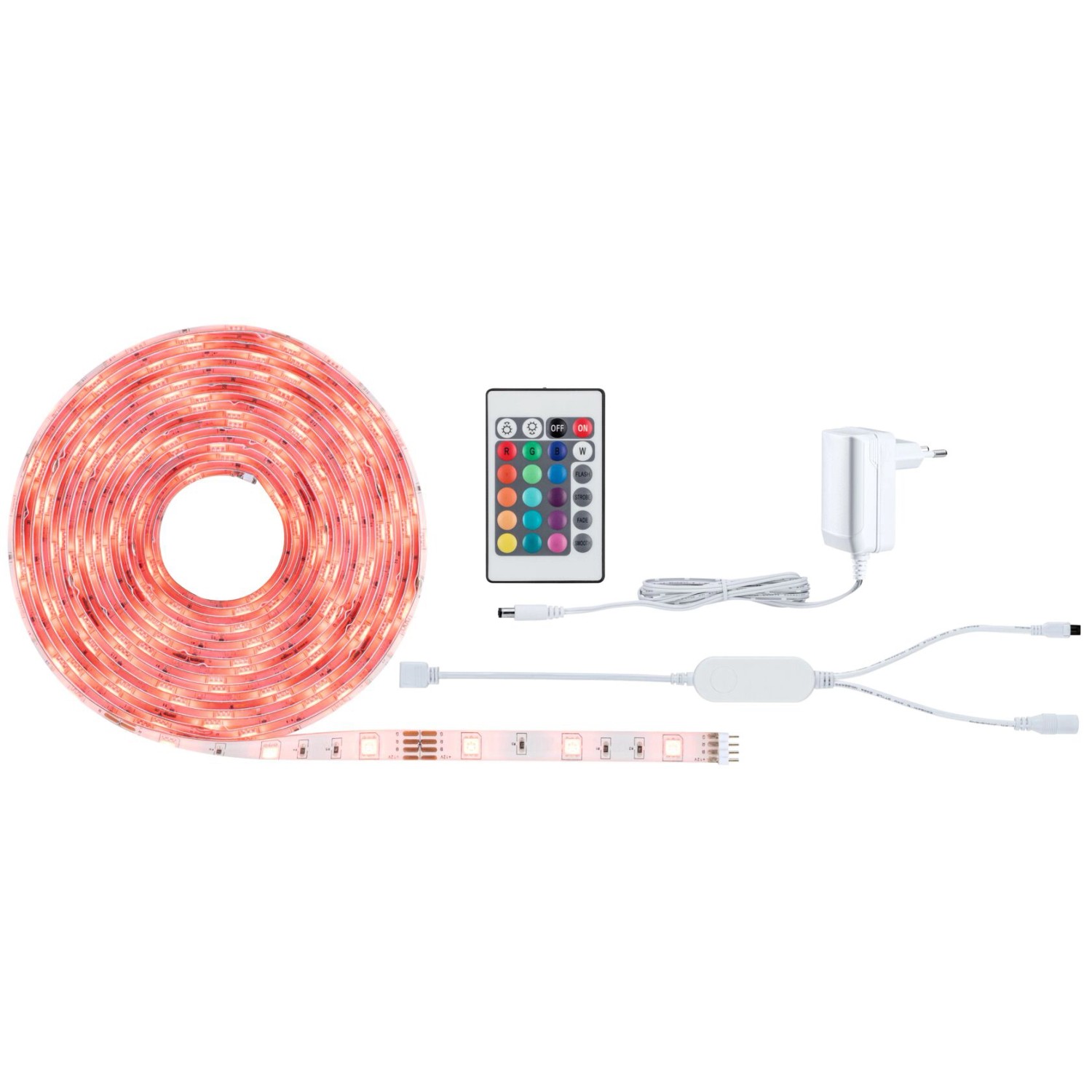 Paulmann SimpLED RGBW LED-Streifen Komplettset mit Fernbedienung und Netzteil, 5 m.