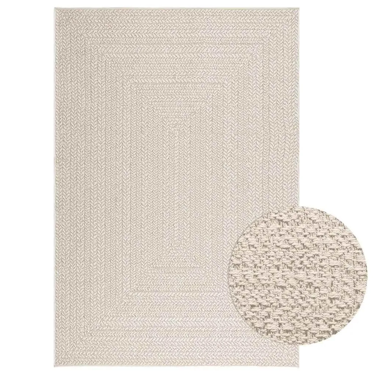 vidaXL Teppich ZIZUR Creme 140x200 cm Jute-Optik Indoor und Outdoor 4010365 günstig online kaufen