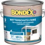 Weißer Farbeimer Bondex Wetterschutz-Farbe 2,5l für Holz im Außenbereich.