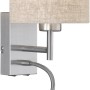 Wandleuchte Dreamer, 2-flammig, Nickel/Sand Leinen, mit flexiblem LED-Lesearm.