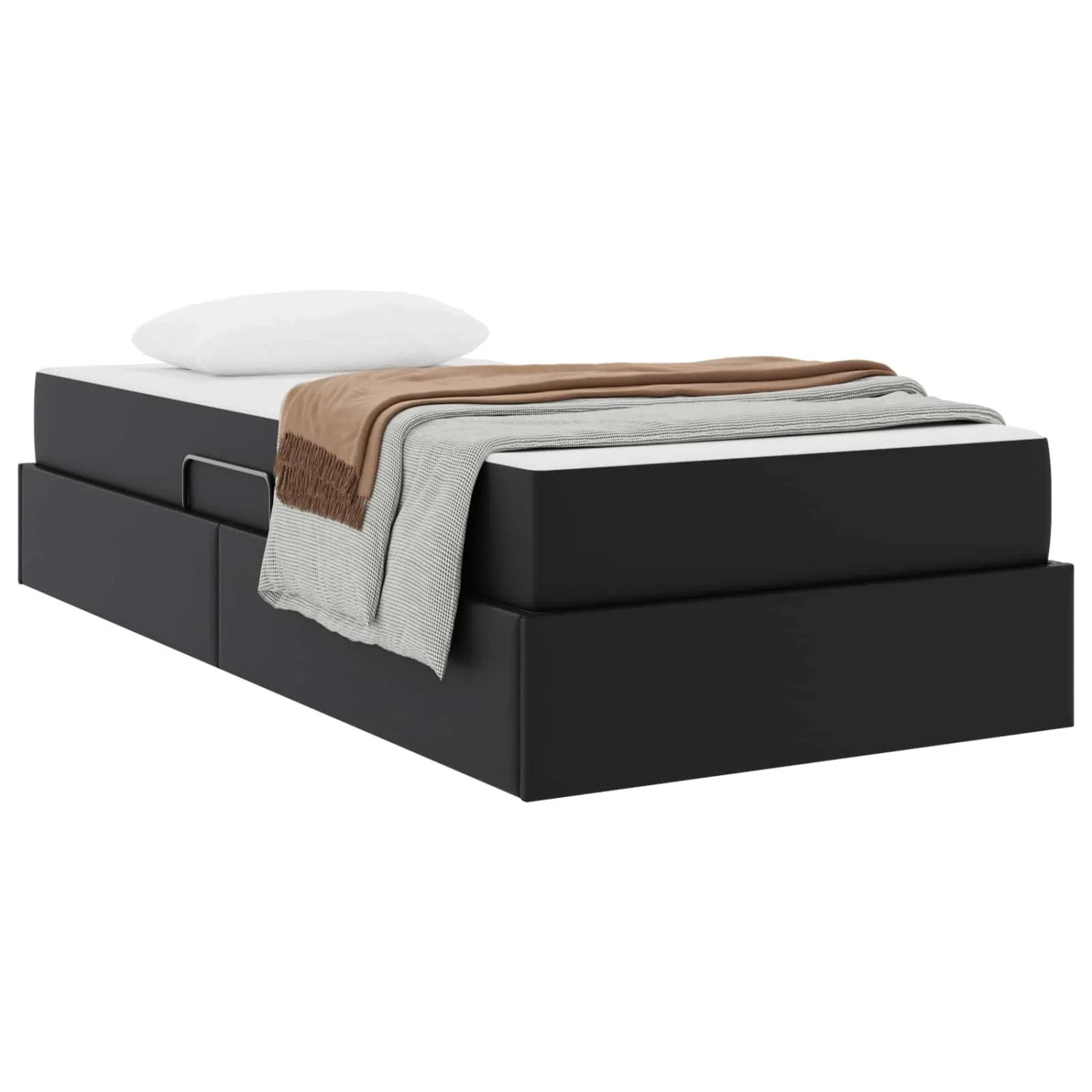vidaXL Aufbewahrungsbett mit Matratze 2 Stk Schwarz Leder 3399588