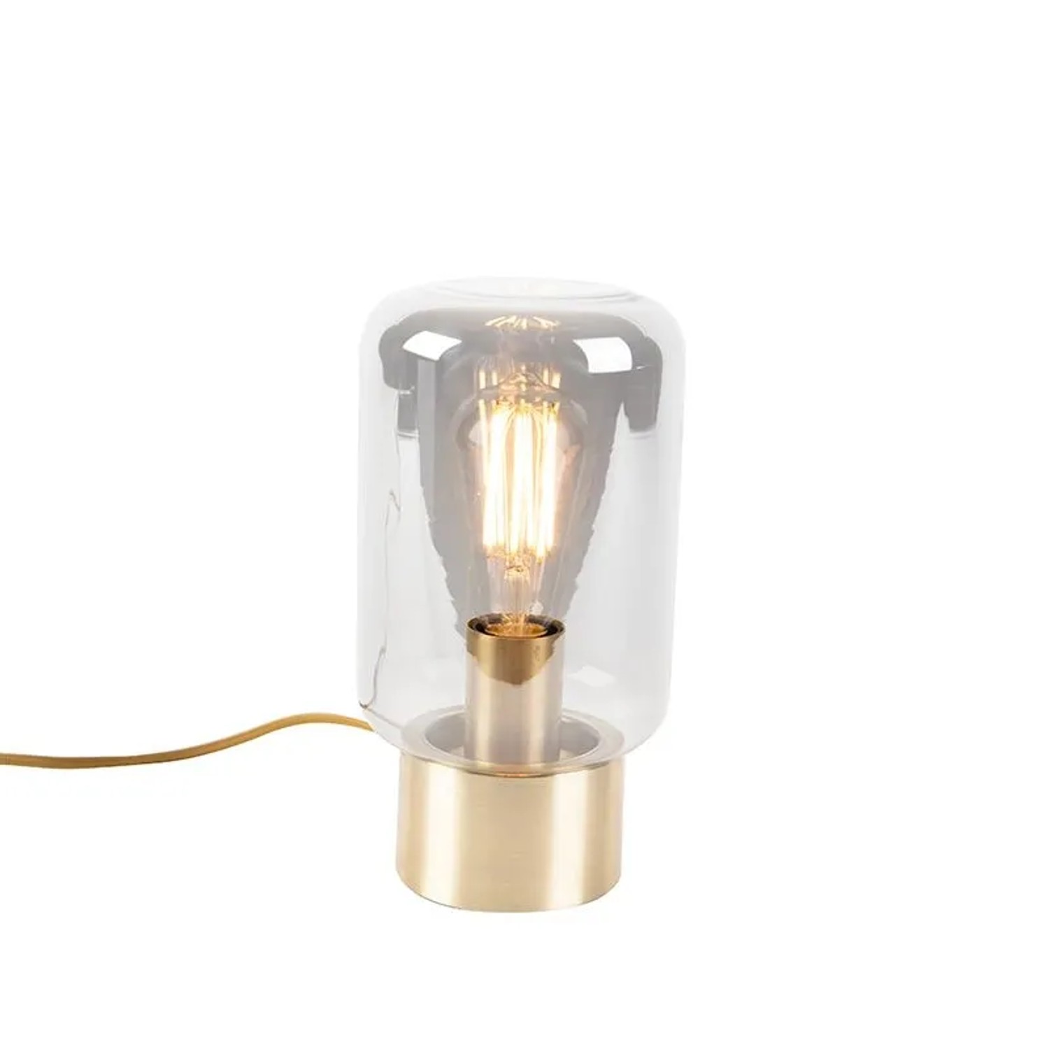 QAZQA Design Messing mit Rauchglas Tischlampe Bliss Cute