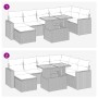 Beige 8-tlg. vidaXL Garten-Sofagarnitur aus Rattan mit Tisch und Kissen.