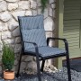 Beo Niedriglehner-Saumauflage Burgos Streifen auf Gartenstuhl, grau-weiß gestreift.