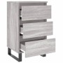 vidaXL Nachttisch, 2er Set, Grau Sonoma, 40x35x69cm, Holzwerkstoff mit 3 Schubladen.