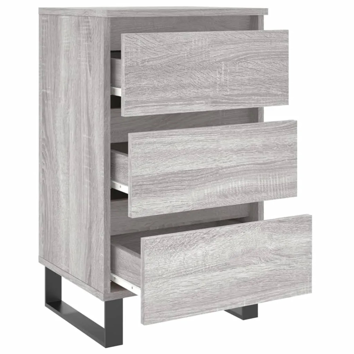 vidaXL Nachttisch, 2er Set, Grau Sonoma, 40x35x69cm, Holzwerkstoff mit 3 Schubladen.