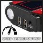 Einhell Power Bank CE-JS 12: Detailaufnahme der Anschlüsse und LED-Leuchte.