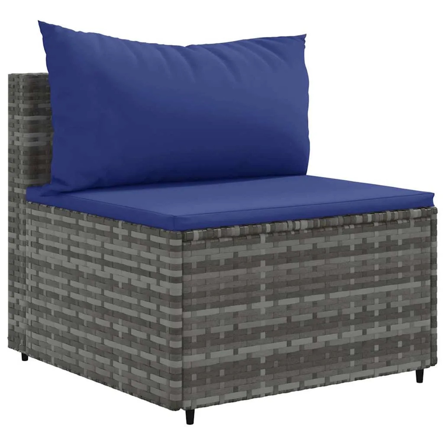 Graues vidaXL Gartenmöbel Eckteil aus Rattan mit blauem Kissen.