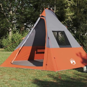 vidaXL Tipi Zelt mit Dach Grau und Orange 383 x 338 x 217 cm Taft 42001168