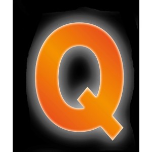 Reflektierender, orangefarbener Klebebuchstabe Q, 8 cm, für Hausnummern und Beschriftungen.