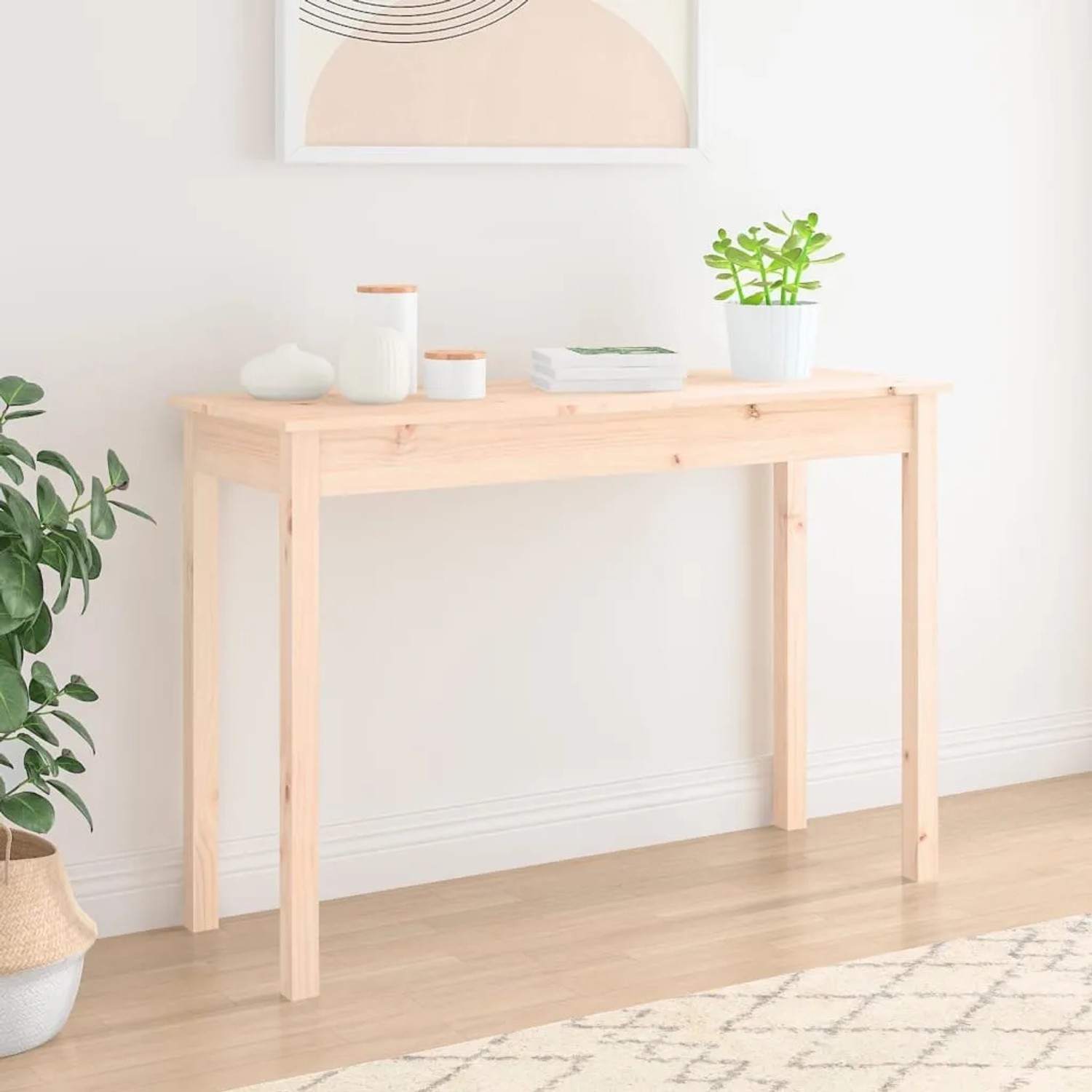vidaXL Konsolentisch aus Kiefernholz, 110x40x75 cm, im Wohnzimmer.