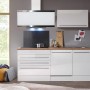 Respekta Premium Küchenzeile 320 cm in Weiß Hochglanz mit E-Geräten und viel Stauraum.