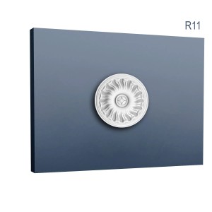 Weiße ORAC DECOR R11 LUXXUS Deckenrosette, 19 cm, für Wand- und Deckendekoration.