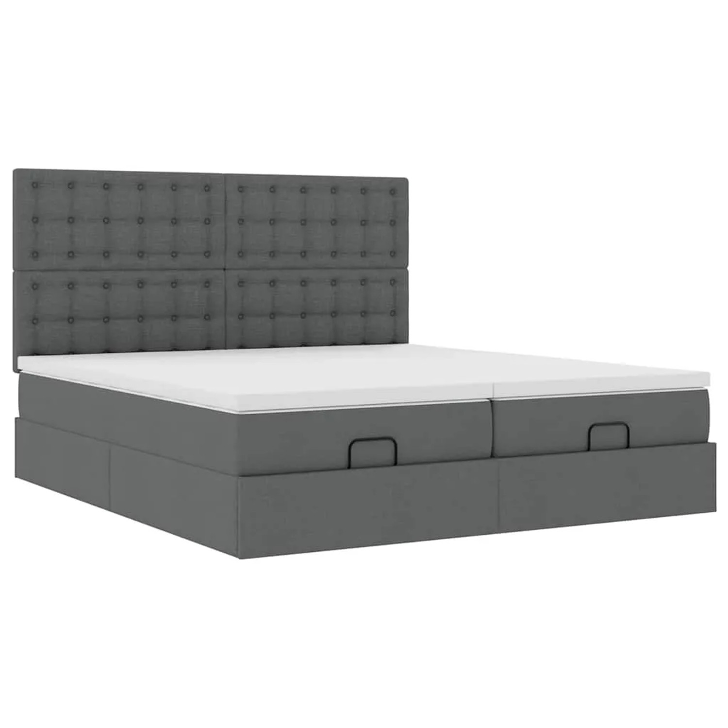 vidaXL Ottoman-Bett mit Matratzen & LEDs Dunkelgrau 200x200 cm Stoff 3314591