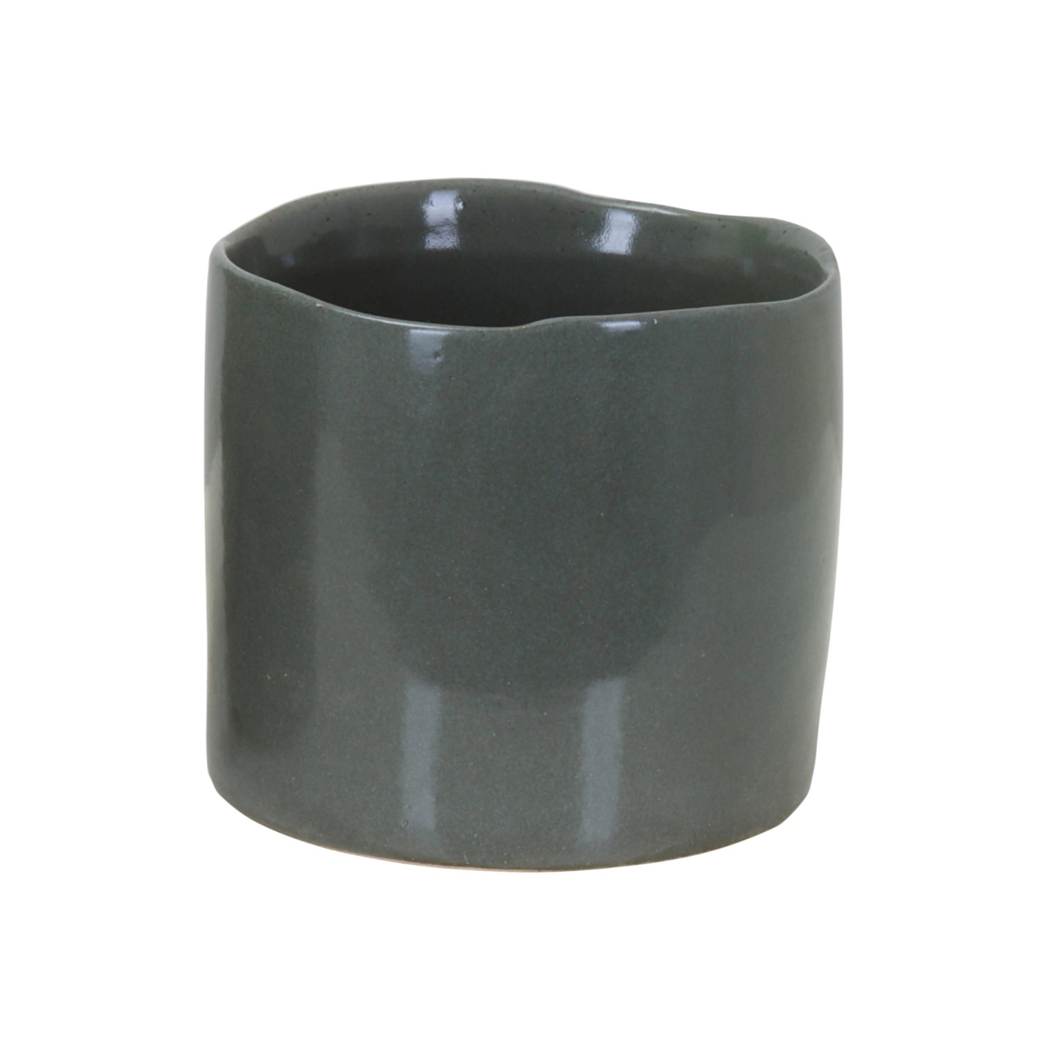 A.H.G. Keramiktopf Organic Glasiert Rund Zylindrisch 13 cm x 12 cm Grün