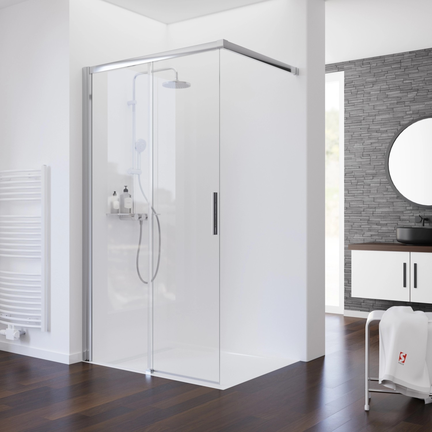 Schulte Schiebetür Walk In Chrom-Optik 140 cm x 200 cm DIN Links günstig online kaufen