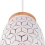 Weiße, matte Reality Pendelleuchte Bidar mit Holzdetails. Moderne Hängelampe für Wohnräume.