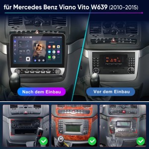 Junsun 10 Zoll Autoradio im Mercedes Viano Vito W639: Upgrade mit großem Touchscreen, Vorher-Nachher-Vergleich.