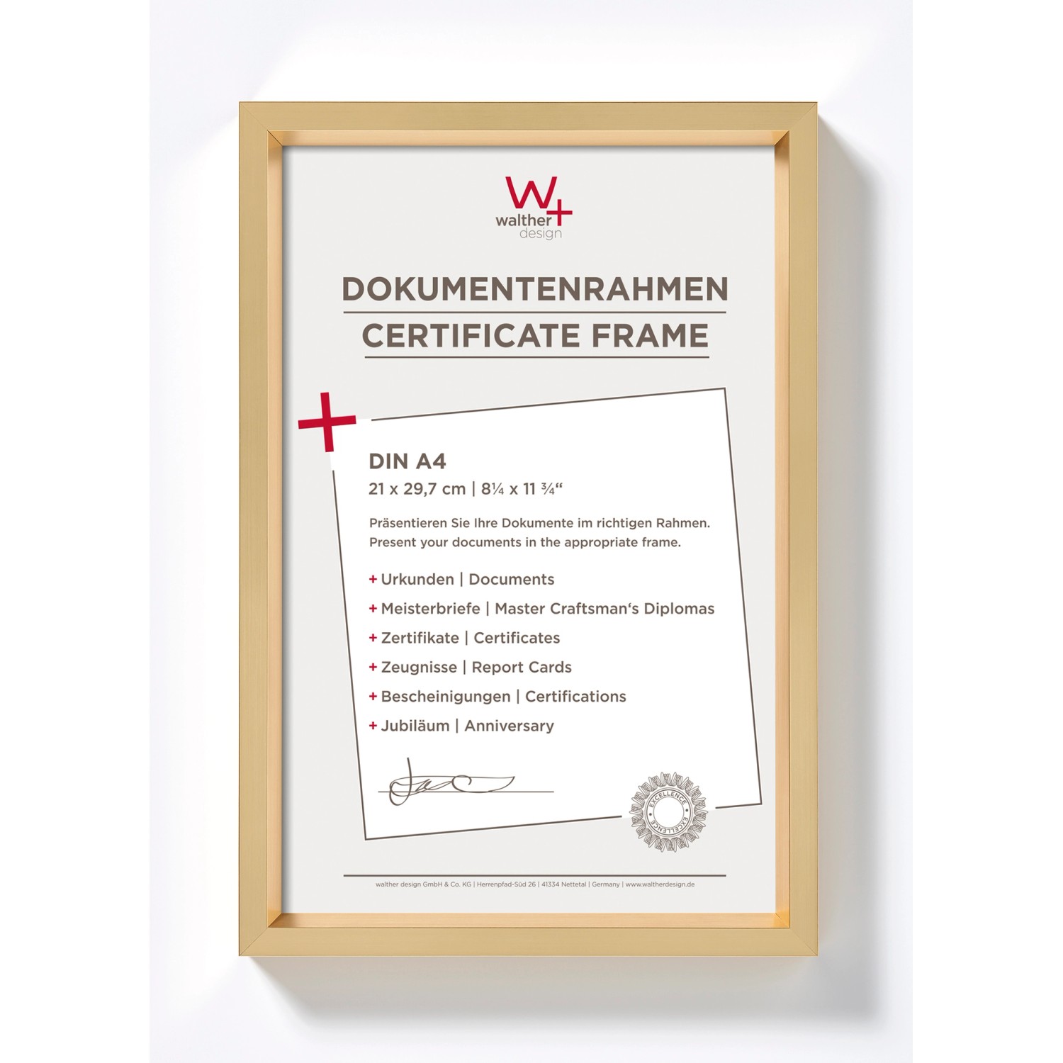 walther design Steel Style Kunststoff Bilderrahmen  21x29,7 cm Gold günstig online kaufen