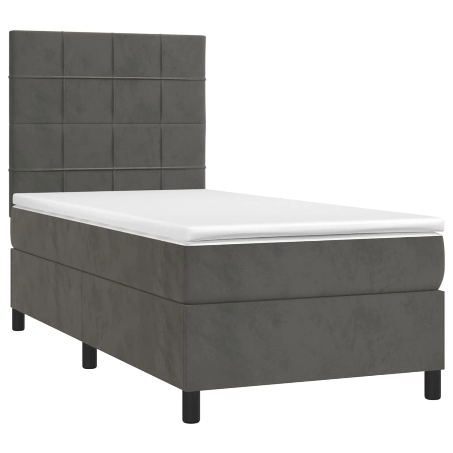 vidaXL Boxspringbett mit Matratze & LED Dunkelgrau 90x190 cm Samt 3136096 günstig online kaufen