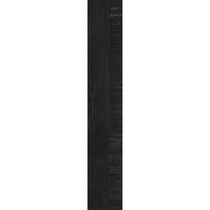 Dunkle Bodenfliese in Holzoptik, 20x120 cm, aus Feinsteinzeug für Innen- und Außenbereiche.