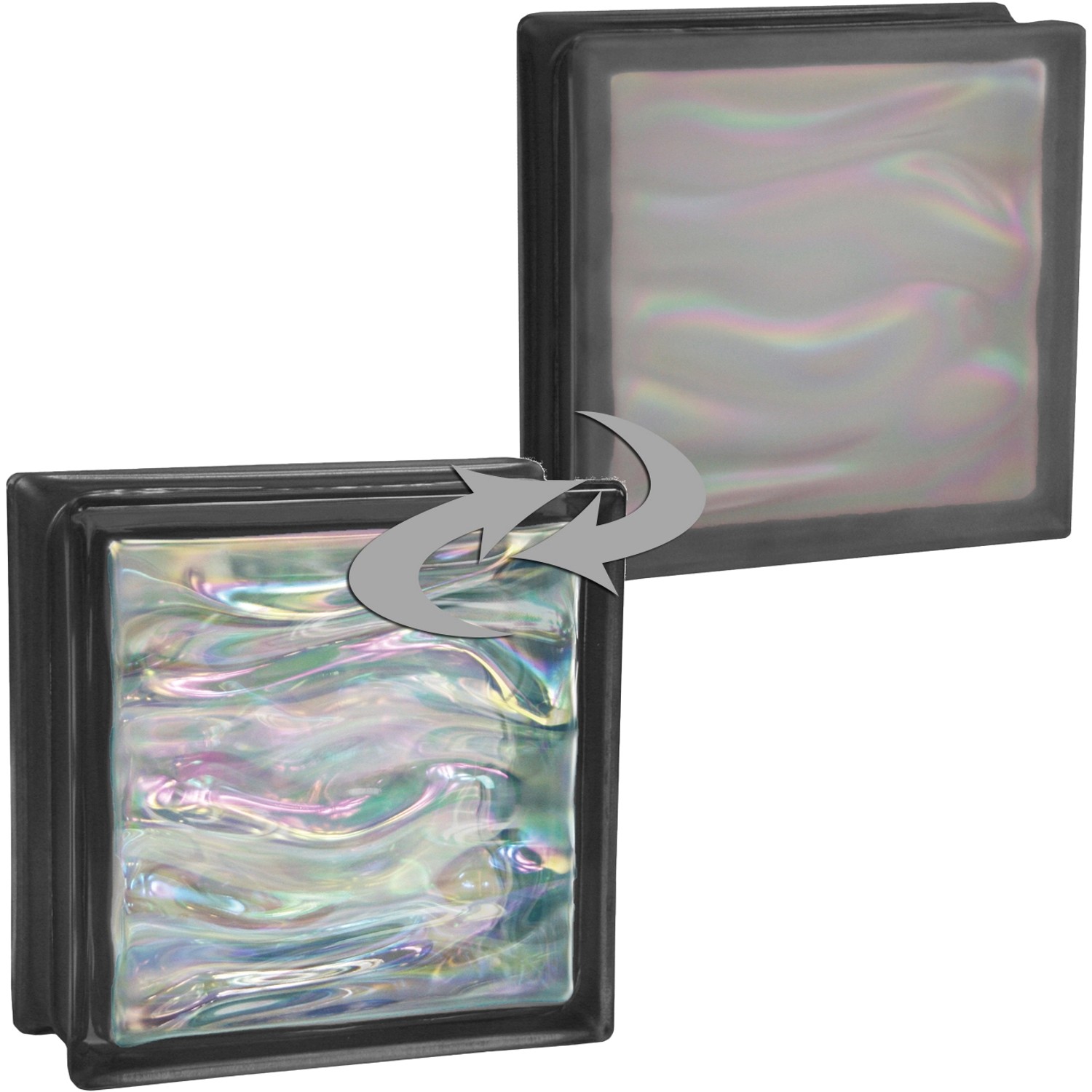 BM Glasstein Aqua Perlmutt Schwarz 1-Seitig Satiniert 19 cm x 19 cm x 8 cm