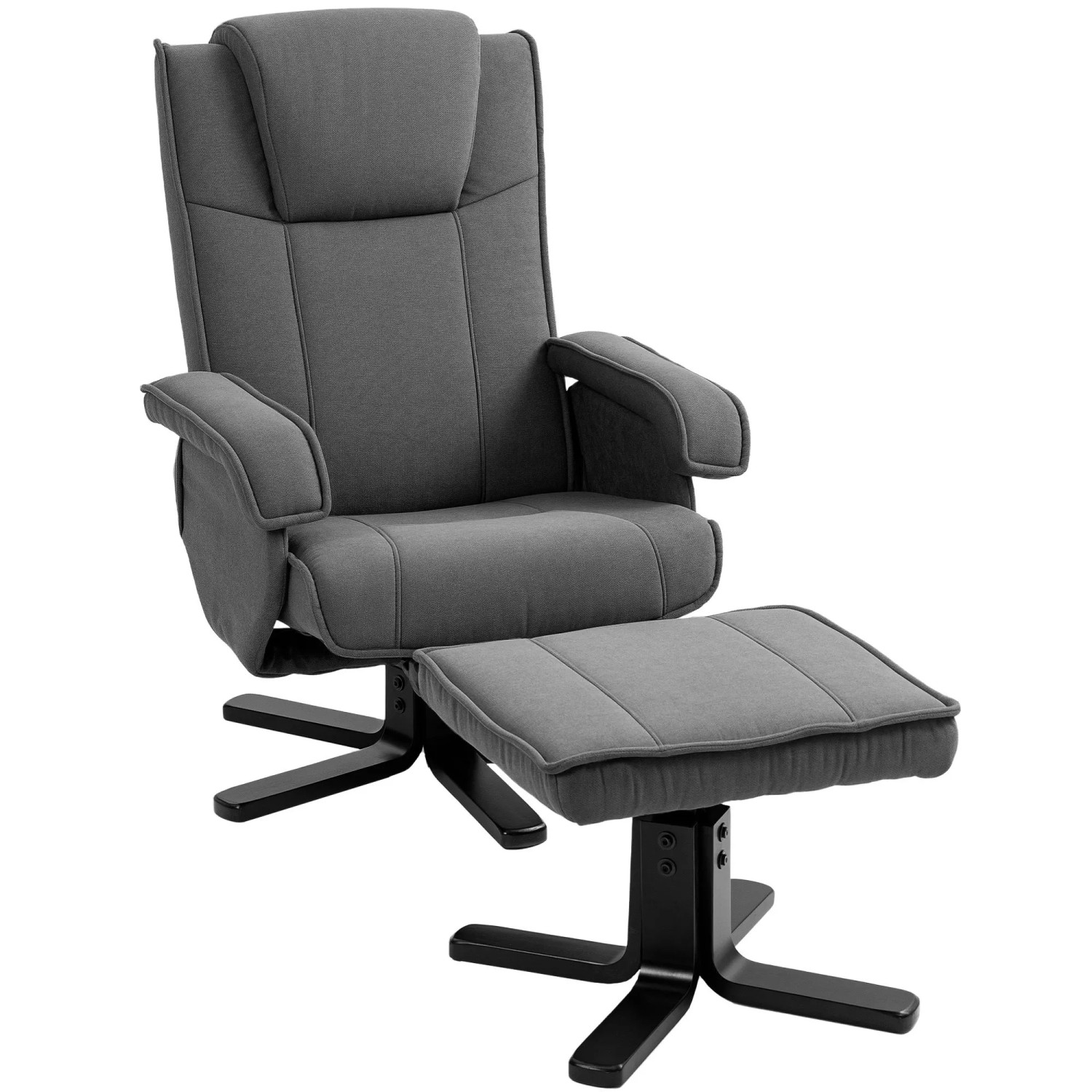 HOMCOM Relaxsessel mit Hocker mit Samtoptik Kopfstütze für Wohnzimmer Dunkelgrau
