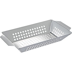 Jamestown Grillkorb aus Edelstahl mit Löchern und Tragegriffen für Grillgemüse.