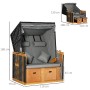 Outsunny Strandkorb, hellgraues PE-Rattan, Holz, mit Maßen B118 x T79 x H160 cm. Gartenmöbel für entspannte Stunden.