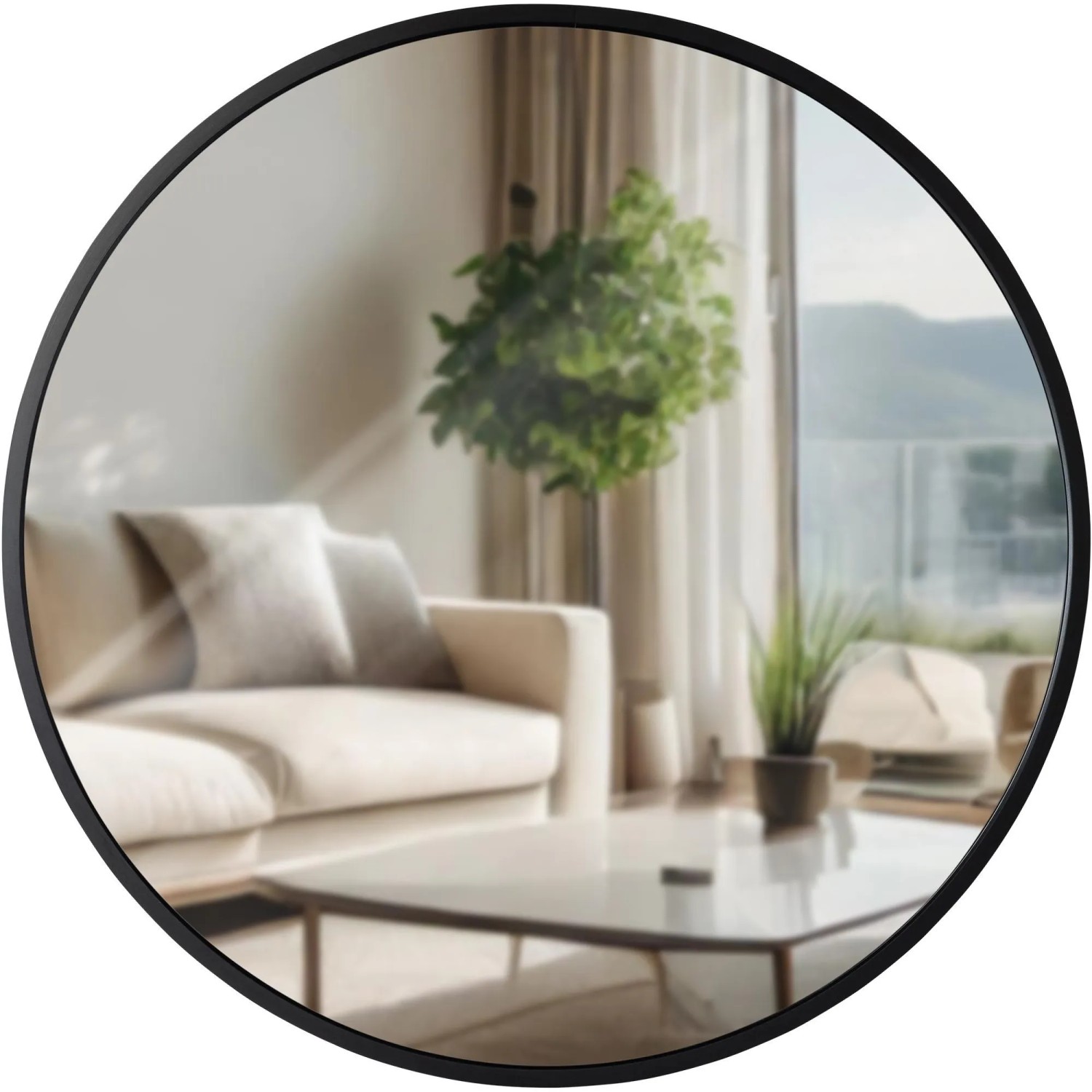 DELUKE Wandspiegel GDANSK Metall Schwarz 45x3x45cm Runder Spiegel Wand Hängespiegel Schlafzimmer Flur
