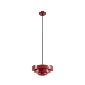 Rote Lindby Pendelleuchte Tivra im Retro-Stil, Metall, 1-flammig für Wohnzimmer.