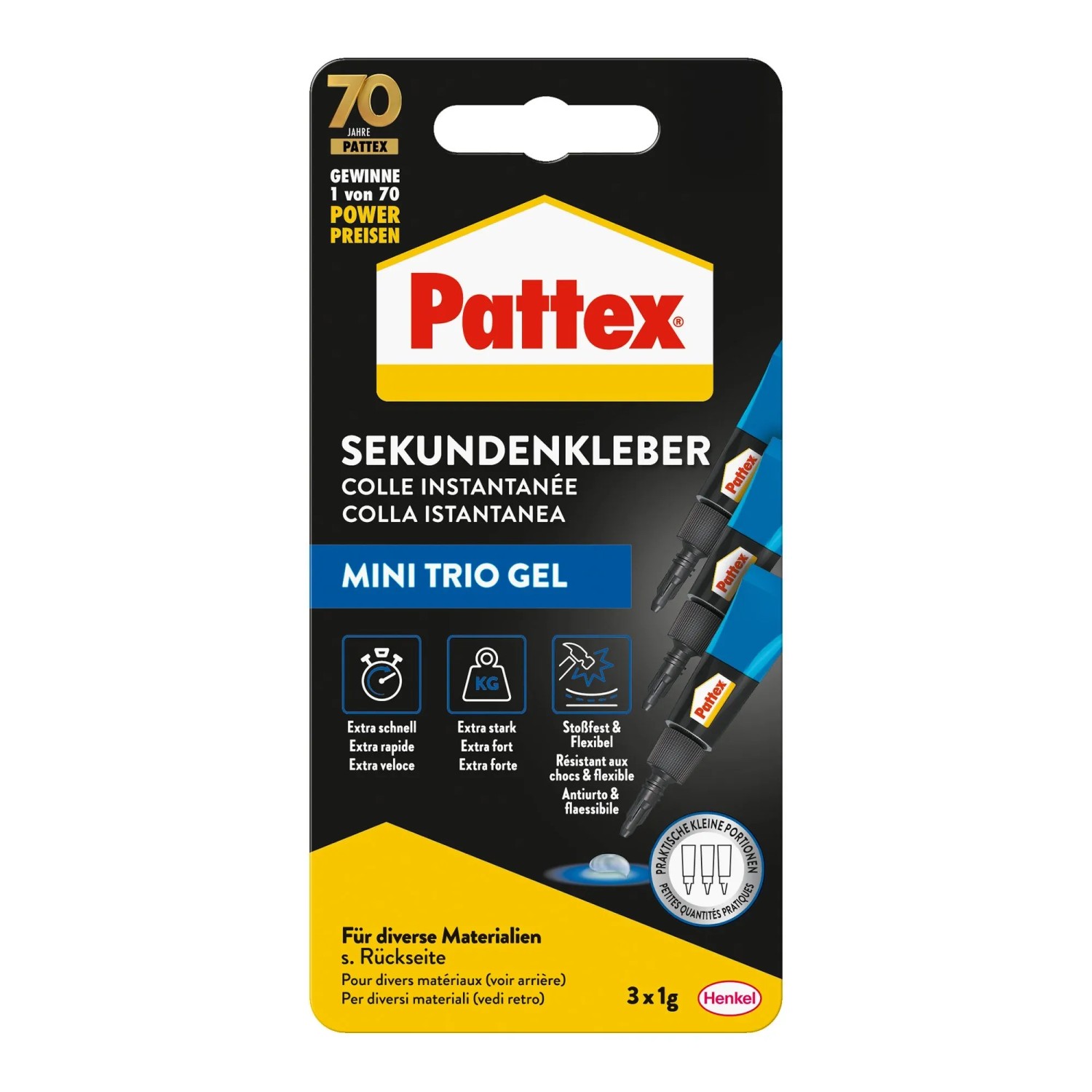 Pattex Sekundenkleber Ultra Gel Mini-Trio 3 x 1g