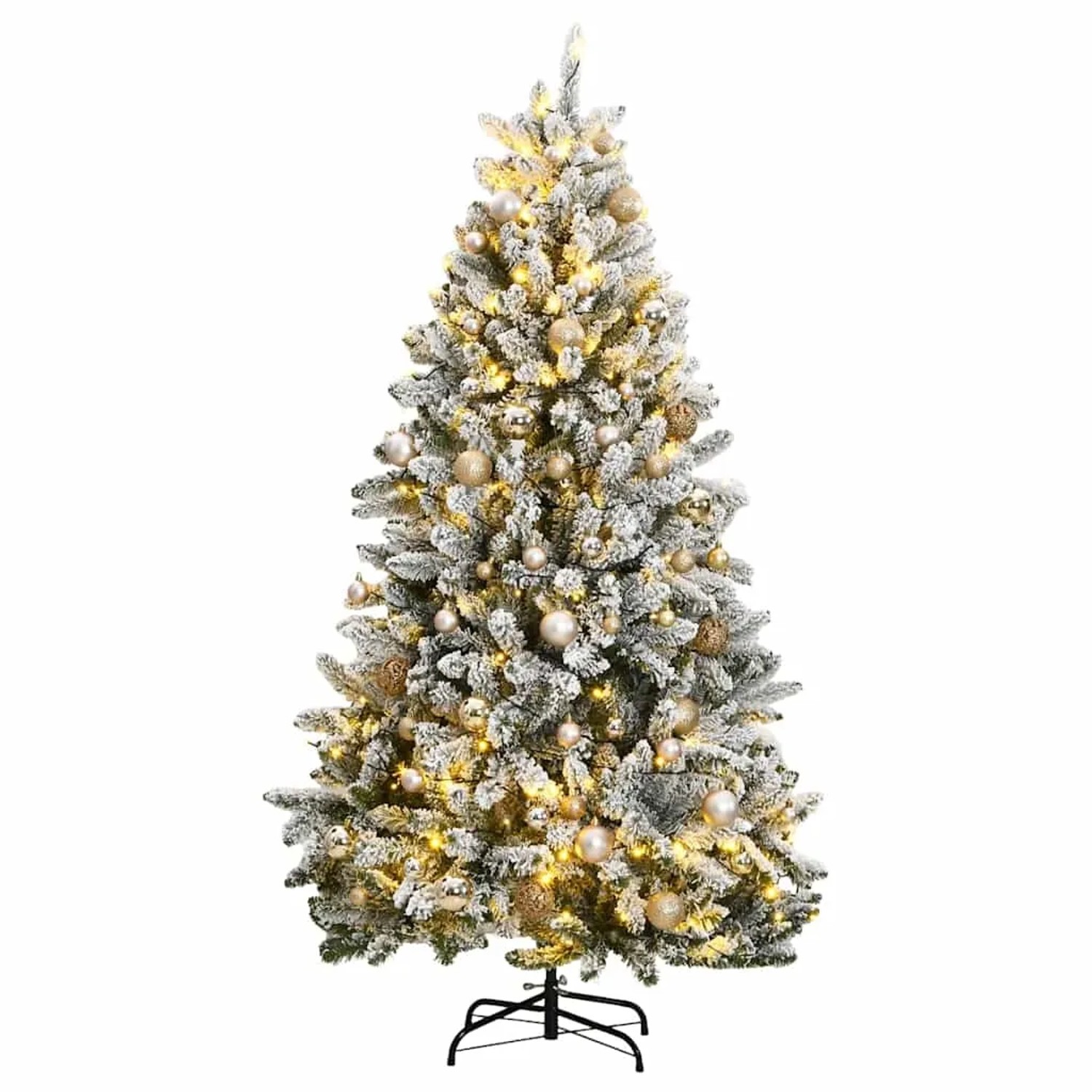 vidaXL Künstlicher Weihnachtsbaum Klappbar 300 LEDs & Kugeln 270 cm 3210159