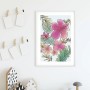 Komar Poster Blumen in Rosa und Grün, 30x40 cm, als Dekoration im weißen Rahmen.
