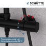 Schütte Aquaduct Brauseset, Thermostatarmatur in Schwarz Matt, Detailansicht der Temperaturregelung.