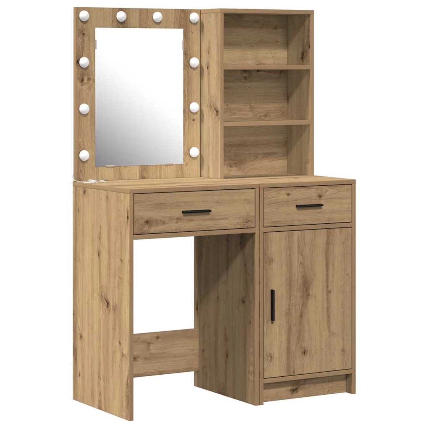 vidaXL Schminktisch Set mit Regal 2-Tlg Artisan-Eiche Holzwerkstoff 3334280