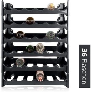 Schwarzes PROREGAL CURVA Weinregal mit 6 Ebenen für 36 Flaschen.