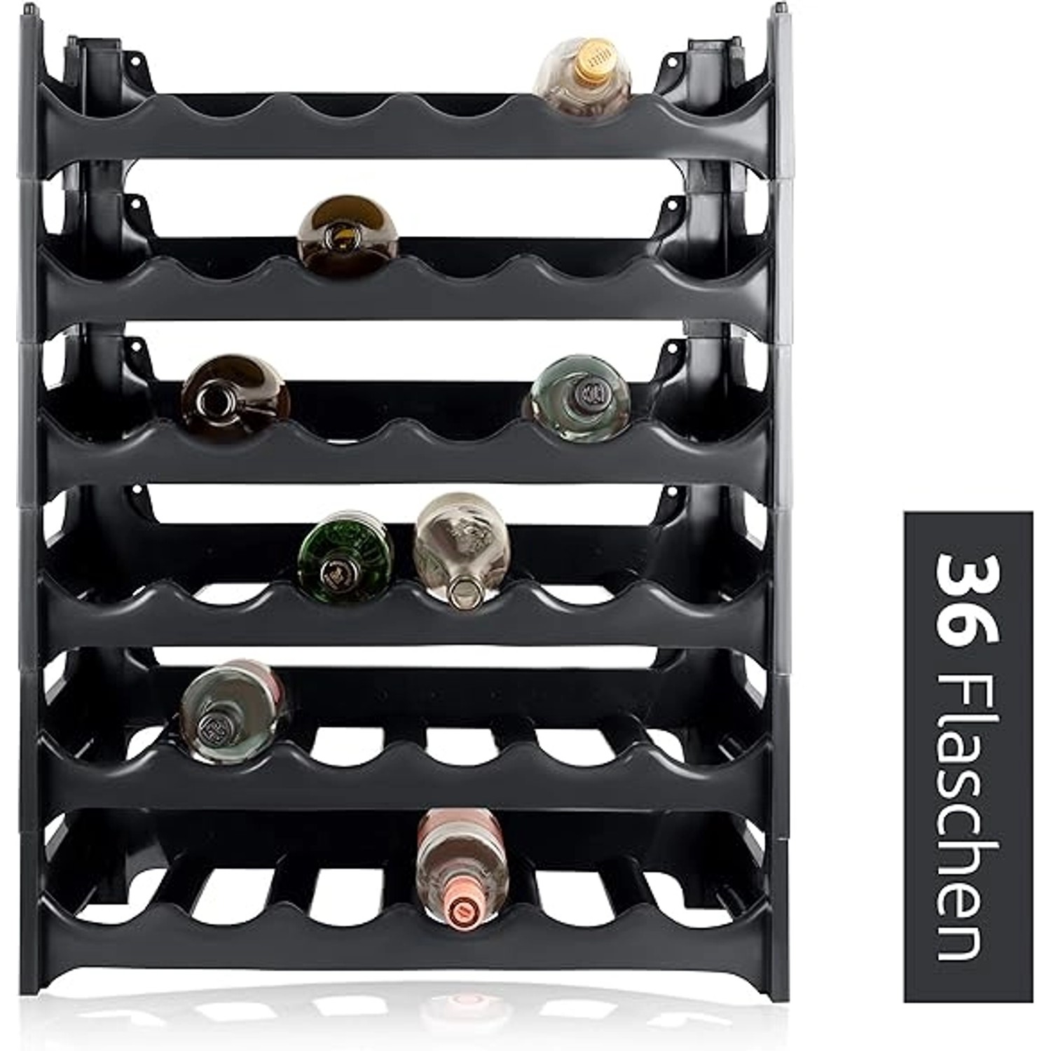 PROREGAL CURVA Weinregal 6x Ebenen für 36 Flaschen HxBxT 72x60x30cm Schwarz günstig online kaufen