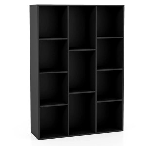 Costway Bücherregal 11 Fächern 74 x 24 x 106 cm Schwarz
